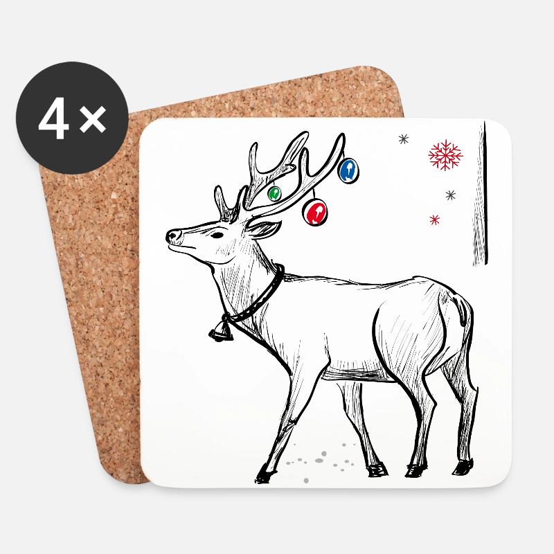 Weihnachten Elch - Untersetzer (4er-Set) - Weiß