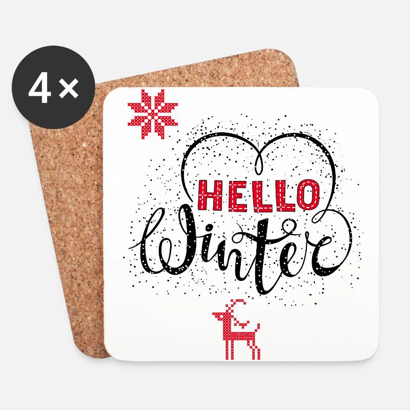 Hallo Winter - Untersetzer (4er-Set) - Weiß