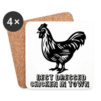 Best Dressed Chicken - Coasters (set of 4) - white - Front