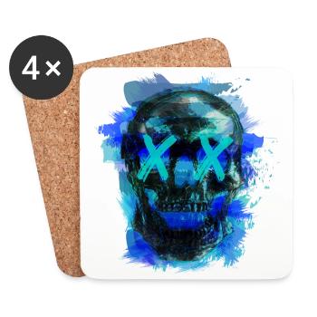 Blue Death (skull) - Coasters (set of 4) - white - Front