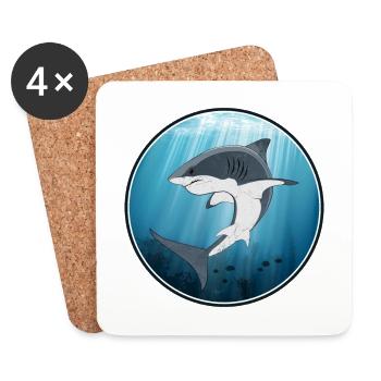 White shark - Coasters (set of 4) - white - Front