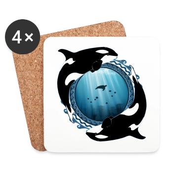 Orca Killerwale - Untersetzer (4er-Set) - Weiß - Vorne