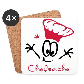 Koch, Chefkoch, grillen, Comic - Untersetzer (4er-Set) - Weiß - Vorne