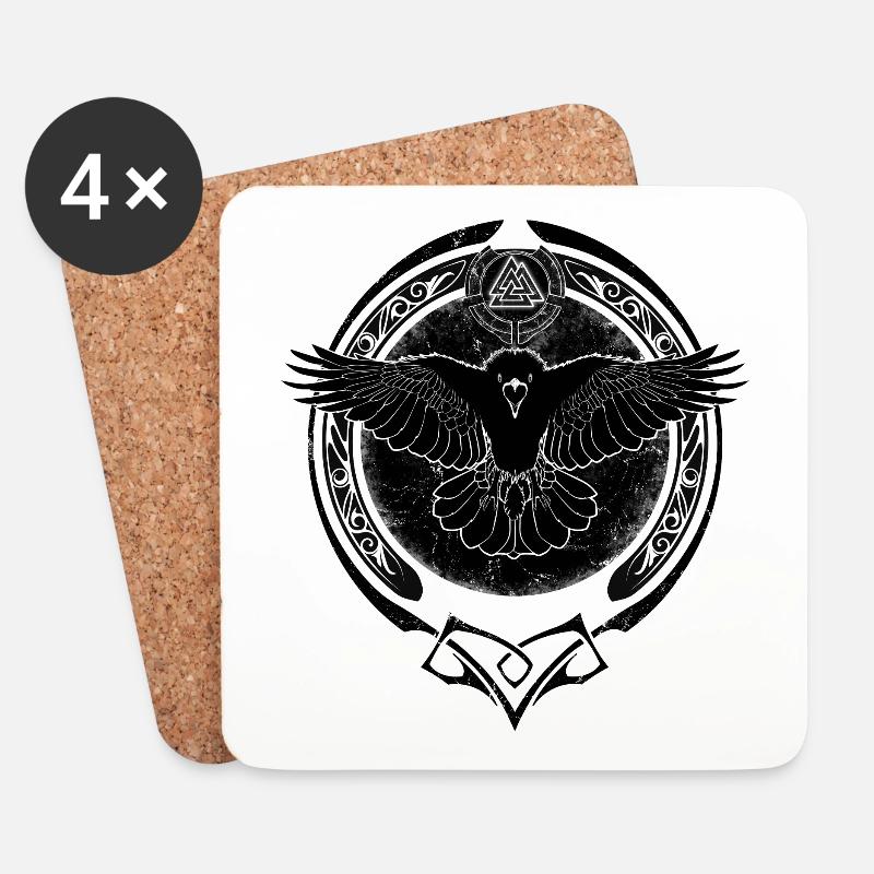 Valknut Rabe - Untersetzer (4er-Set) - Weiß