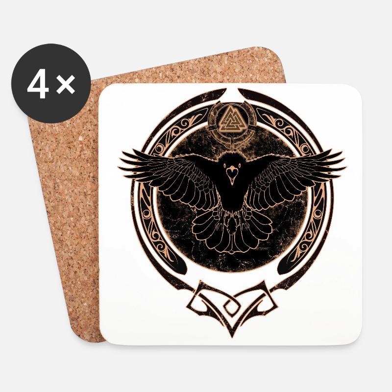 Valknut Rabe - Untersetzer (4er-Set) - Weiß