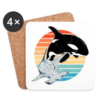 Hammerhai Orca - Untersetzer (4er-Set) - Weiß - Vorne