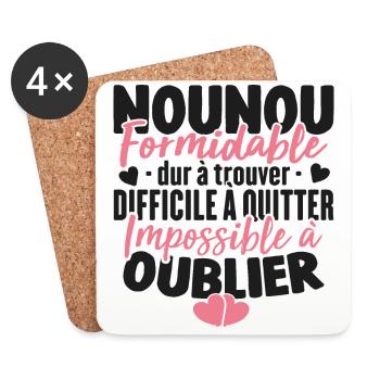 Nounou Formidable Super Idée Cadeau Pour Nounou - Dessous de verre (lot de 4) - blanc - Devant