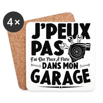 Je Peux Pas J'ai Des Trucs À Faire Dans Mon Garage - Dessous de verre (lot de 4) - blanc - Devant