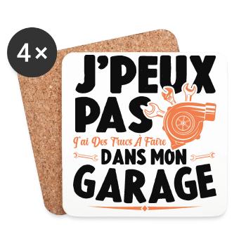 Je Peux Pas J'ai Des Trucs À Faire Dans Mon Garage - Dessous de verre (lot de 4) - blanc - Devant