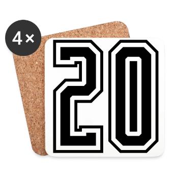 20 Numéro - Dessous de verre (lot de 4) - blanc - Devant