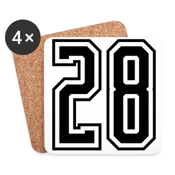 28 Zahl nummer - Untersetzer (4er-Set) - Weiß - Vorne