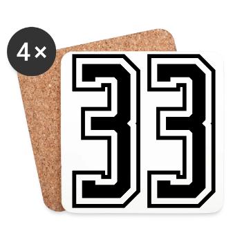 33 Zahl nummer - Untersetzer (4er-Set) - Weiß - Vorne