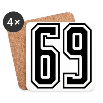 69 Numéro de numéro - Dessous de verre (lot de 4) - blanc - Devant