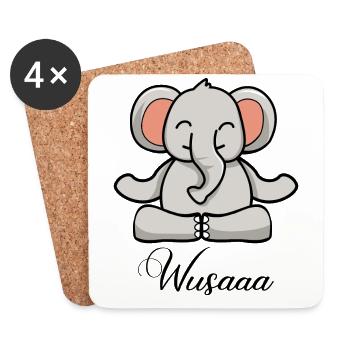 Auszeit Durchatmen Wusaaa Elefant - Untersetzer (4er-Set) - Weiß - Vorne
