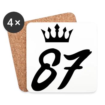 87 Zahl Krone - Untersetzer (4er-Set) - Weiß - Vorne