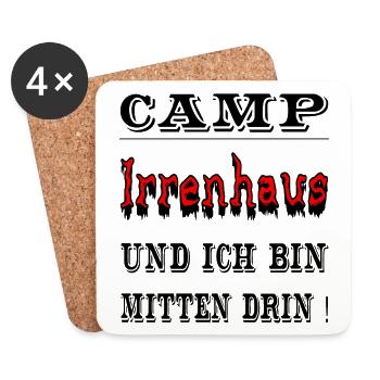 Camp Irrenhaus und ich bin mitten drin, Spruch - Untersetzer (4er-Set) - Weiß - Vorne