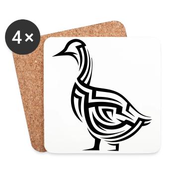 Tatouage tribal de canard - Dessous de verre (lot de 4) - blanc - Devant