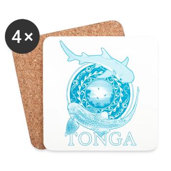 Tonga zebra shark whitetip reef shark - Coasters (set of 4) - white - Front