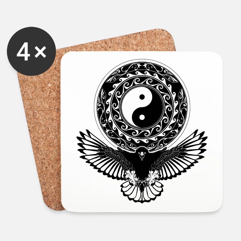 Yin Yang Adler - Untersetzer (4er-Set) - Weiß