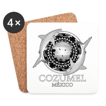 Requin de récif des Caraïbes Cozumel Mexique - Dessous de verre (lot de 4) - blanc - Devant