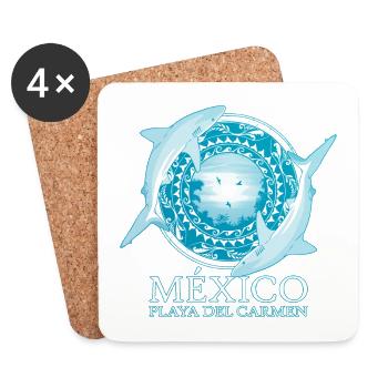 Requin de récif des Caraïbes Playa del Carmen - Dessous de verre (lot de 4) - blanc - Devant