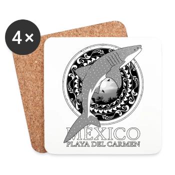 Playa del Carmen Whale Shark - Coasters (set of 4) - white - Front