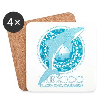 Playa del Carmen Whale Shark - Coasters (set of 4) - white - Front
