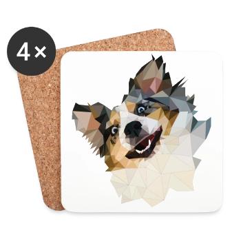 Australian Shepherd, Polygon Style - Untersetzer (4er-Set) - Weiß - Vorne
