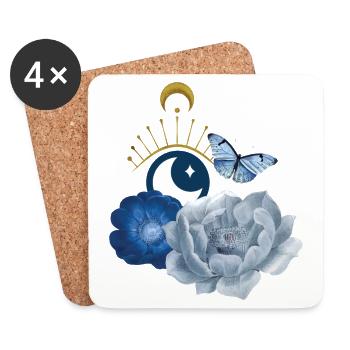 Lune papillon - Dessous de verre (lot de 4) - blanc - Devant