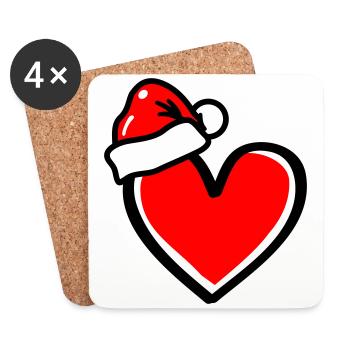 Heart Christmas Xmas - Coasters (set of 4) - white - Front