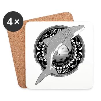 Whale Shark Hawaiian - Coasters (set of 4) - white - Front