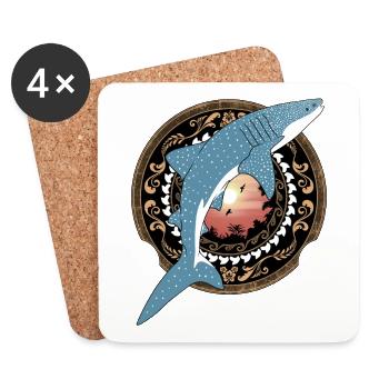 Requin-baleine hawaïen - Dessous de verre (lot de 4) - blanc - Devant
