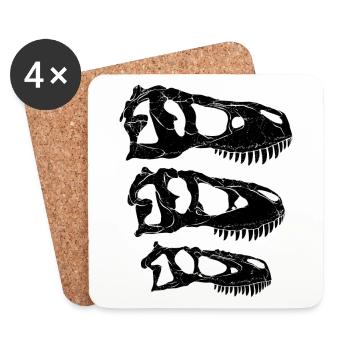 Daspletosaurus Tarbosaurus Tyrannosaurus Rex - Dessous de verre (lot de 4) - blanc - Devant