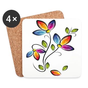Flower vine, Flowers - Coasters (set of 4) - white - Front