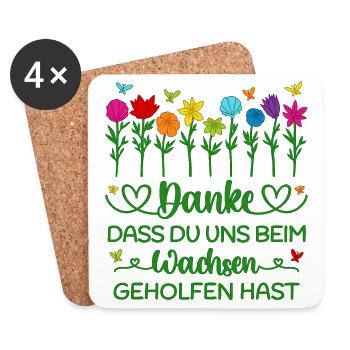 Kita Abschied Blumen Wachsen Kindergarten Danke - Untersetzer (4er-Set) - Weiß - Vorne