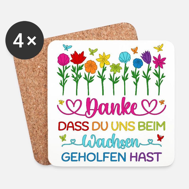 Kindergarten Danke Blumen Wachsen Abschied Kita - Untersetzer (4er-Set) - Weiß