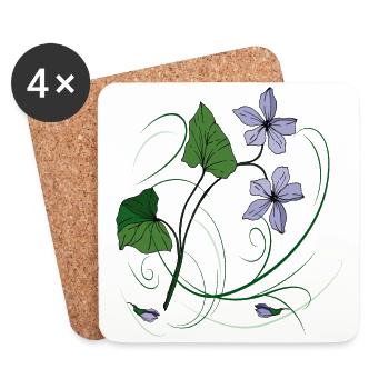 Blumenranke, Fleurs, Wildblumen - Dessous de verre (lot de 4) - blanc - Devant