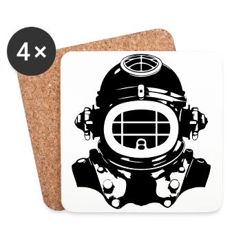 Taucherhelm Tauchen Apnoe Vintage - Untersetzer (4er-Set) - Weiß - Vorne