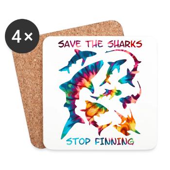 Save the Sharks Haiarten - Untersetzer (4er-Set) - Weiß - Vorne