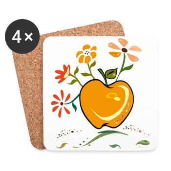 Apple, Flower Greeting - Coasters (set of 4) - white - Front