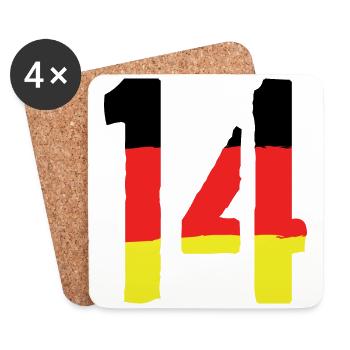 14 Symbole numérique Allemagne - Dessous de verre (lot de 4) - blanc - Devant