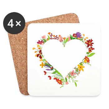 Herz aus Blumen - Untersetzer (4er-Set) - Weiß - Vorne