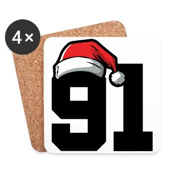 91 Numéro Noël - Dessous de verre (lot de 4) - blanc - Devant