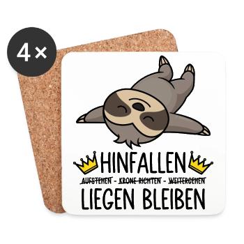 Hinfallen Liegen Bleiben - Faultier - Untersetzer (4er-Set) - Weiß - Vorne