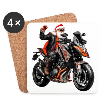 Père Noël Biker - Dessous de verre (lot de 4) - blanc - Devant