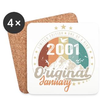 Vintage Retro January 2001 Birthday Gift - Coasters (set of 4) - white - Front