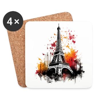 Paris Eiffelturm Frankreich Stadt Skyline Kunst - Untersetzer (4er-Set) - Weiß - Vorne