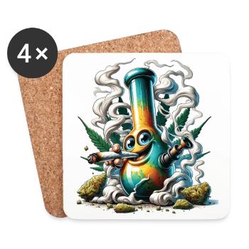 A bong smoking a cannabis joint - Coasters (set of 4) - white - Front