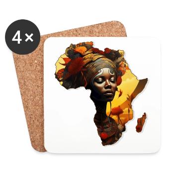 Afrique Carte Contour Femme Africaine Afro Soleil - Dessous de verre (lot de 4) - blanc - Devant