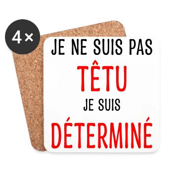Je ne suis pas têtu Humour Déterminé Caractère - Dessous de verre (lot de 4) - blanc - Devant